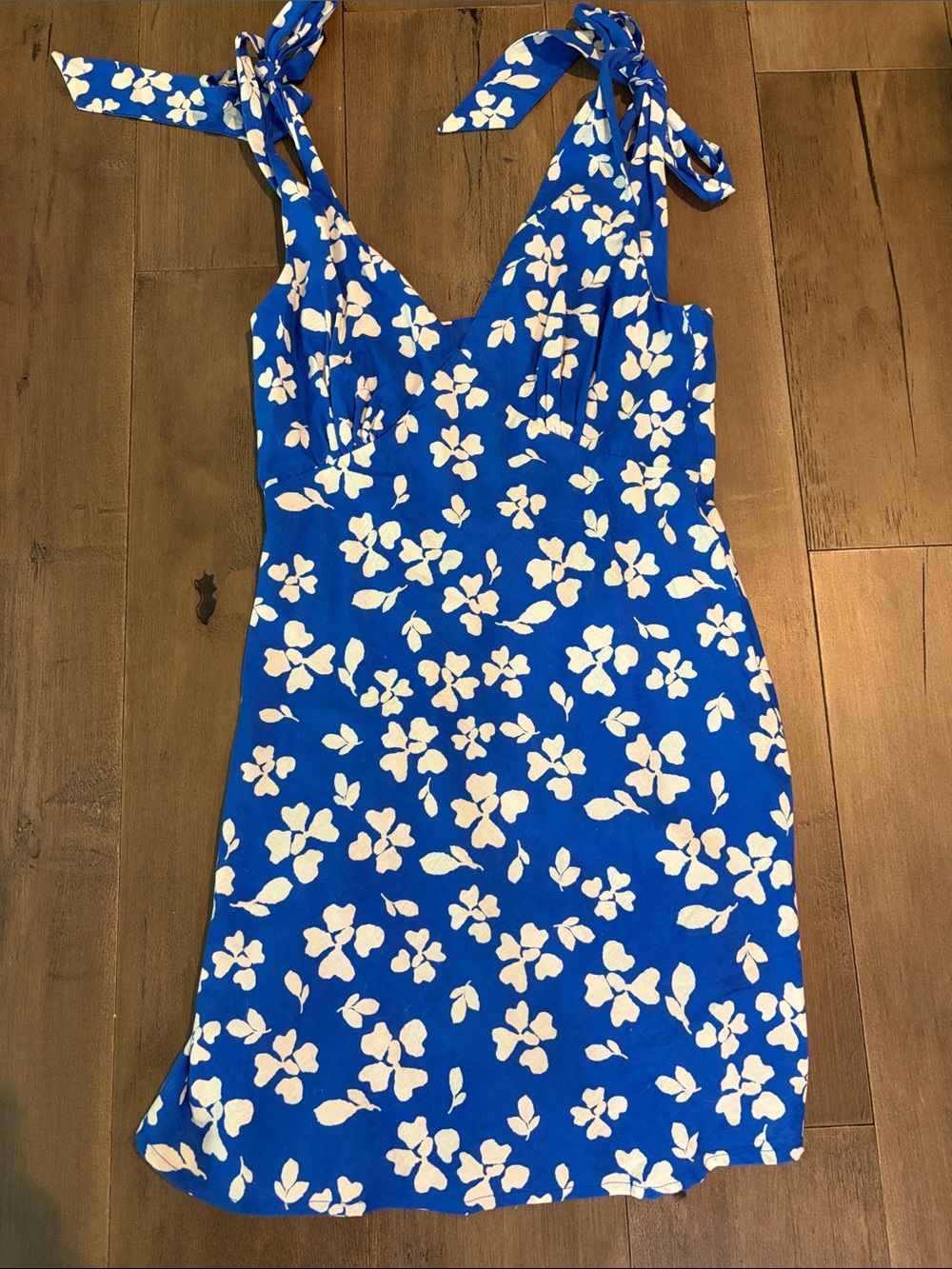 Lulu's Royal Blue Tie-Shoulder Floral Mini Dress